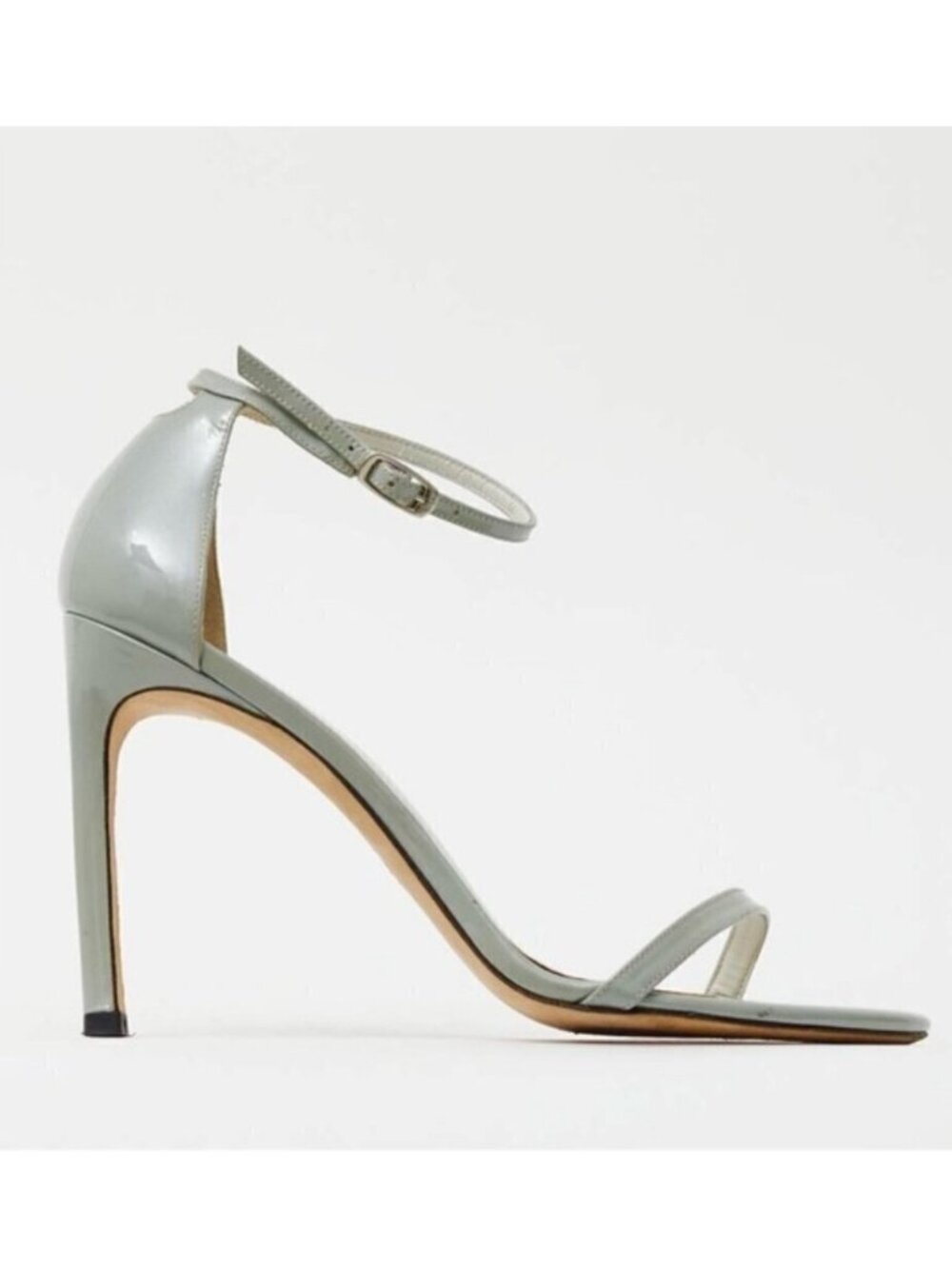 Stuart Weitzman Gray Patent Leather Nudistsong Heels - 6 🇪🇸